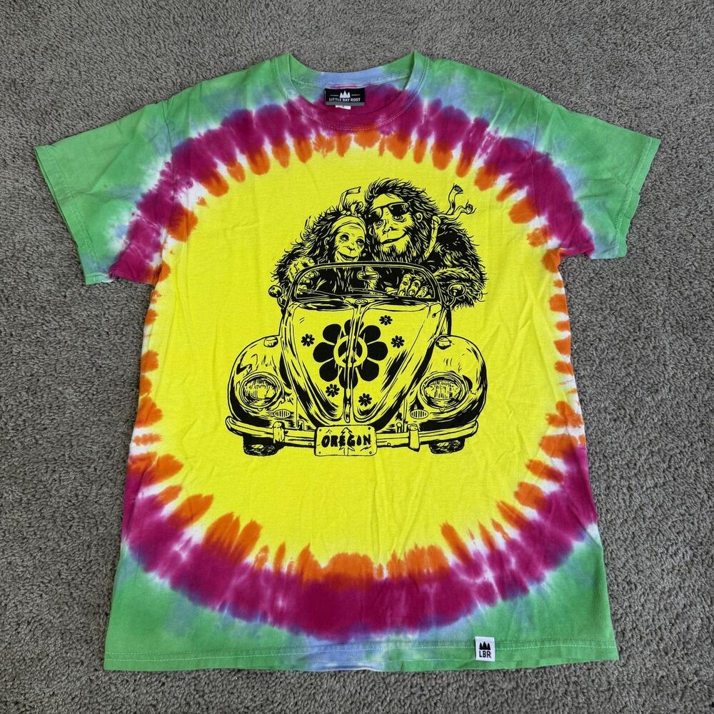 Little Bay Root Shirt Mens M Multicolor Tie Dye Oregon Hippie Big Foot Girlfrien